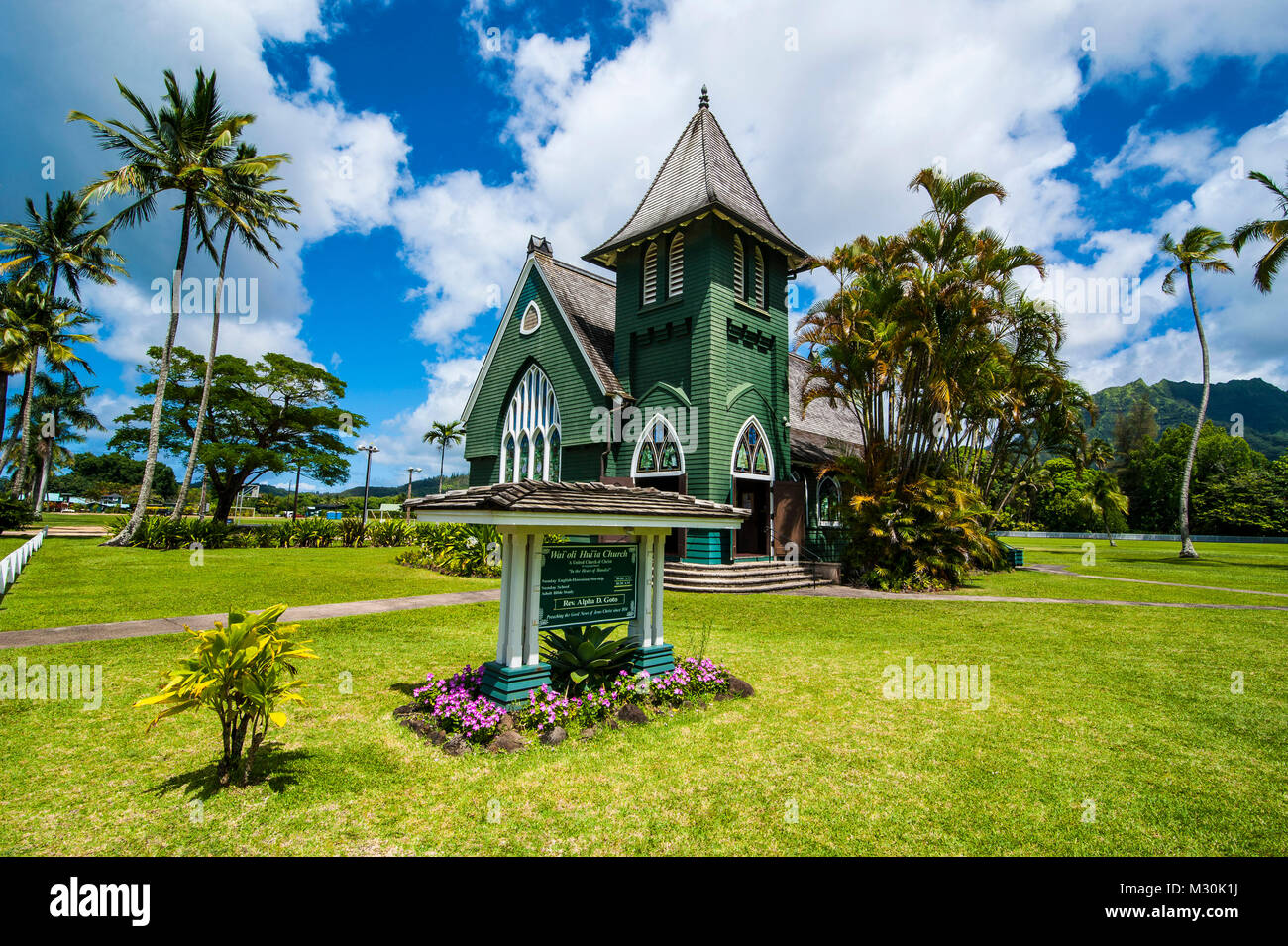 Waioli huiia church in hanalai on the island of kauai hires stock